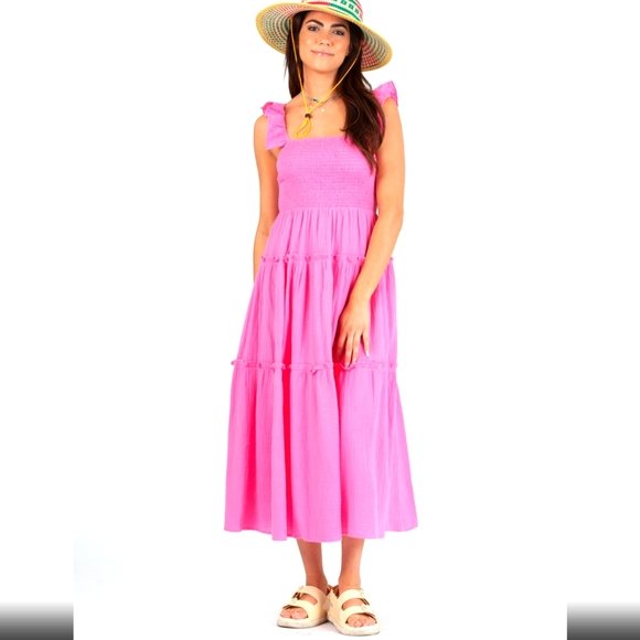 Lucca Couture Gauze Smocked Tiered Dress - Picture 1 of 2